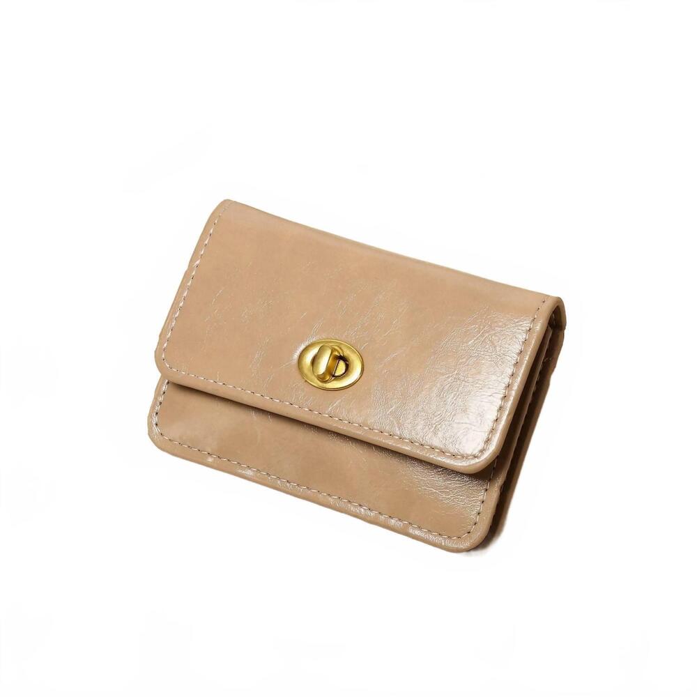 NEW DIPPED SHOP women's vintage like vegan leather coin and card wallet in khaki
